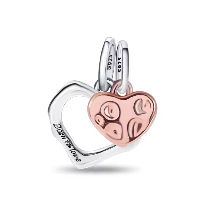Cuentas colgantes huecas de corazones de unos otros para mujer, de Plata de Ley 925, compatibles con pulsera Original Pandora, abalorios, regalo de joyería - 1