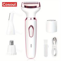 Maquinilla de afeitar eléctrica recargable 4 en 1 para mujer, recortadora de pelo para cara indolora, nariz, cejas, Barba, bigote, brazo, pierna - details 7