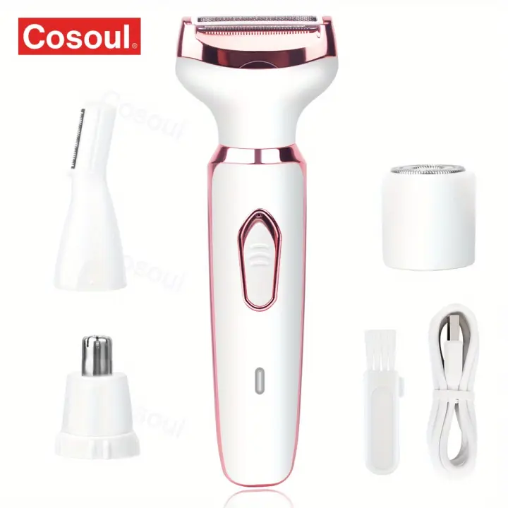 Maquinilla de afeitar eléctrica recargable 4 en 1 para mujer, recortadora de pelo para cara indolora, nariz, cejas, Barba, bigote, brazo, pierna - 1