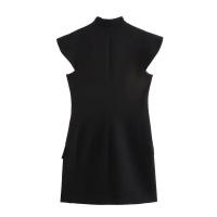 Elegante ss para mujer estilo francés con mangas onduladas color sólido - details 1