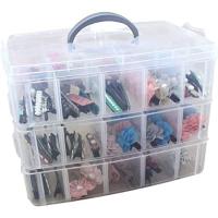 Organizador de joyas y artes, organizador apilable de 3 niveles de plástico transparente con 30 compartimentos ajustables - details 1