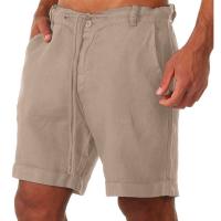 Pantalones cortos de lino para hombre, pantalones cortos de playa de algodón, pantalones cortos sueltos sólidos de moda de verano para hombre - details 2