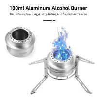 Mini estufa tipo mochila con quemador de alcohol de aluminio de 100 ml, soporte plegable de acero inoxidable para campi, hiki y supervivencia - details 10