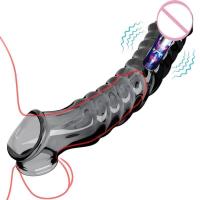 Empaque privado Funda vibradora reutilizable sexy para hombres Alargador flexible del glande Extensor Anillo de retardo de la eyaculación Juguetes sexuales para parejas - details 2