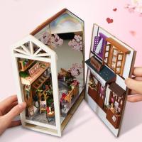 Estante de madera para libros, miniatura de casa de bosque con luciérnagas, casa de muñecas con animales, sujetalibros, juguete para adultos y niños, regalo. - details 12