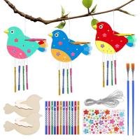 Paquete de 6 kit de manualidades con carillón de viento de pájaro 3D para niños, pintura DIY y construcción de manualidades de animales de madera, regalos de cumpleaños para niñas/niños - details 7