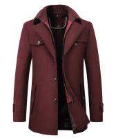 Chaqueta de lana informal de negocios ajustada con un solo pecho de color sólido de invierno cortavientos de mezcla chaqueta cortavientos de lana para hombre chaqueta para hombre abrigo - details 11