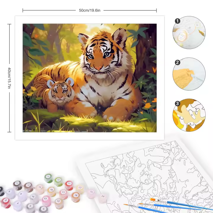 RUOPOTY Cuadro de Pintura DIY para Adultos Kit de Animales de Tigre Imagen por Números Decoración del Hogar Principiante Abstracto Estilo 40x50cm Material Lienzo - 1