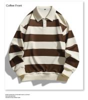 Camiseta Polo de Manga Larga Patrón a Rayas Estilo Suelto para Hombres Moda de Otoño - details 3