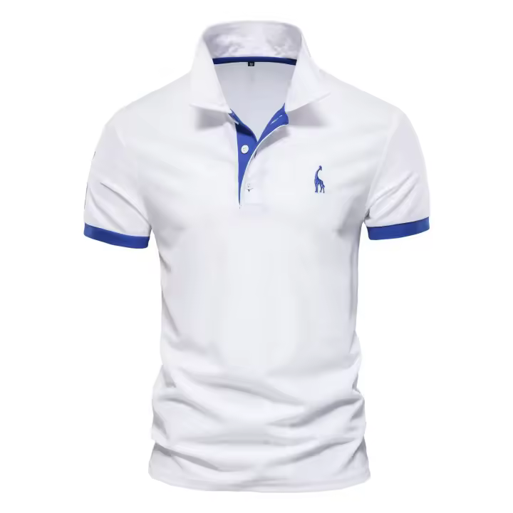 Polo popular bordado de ciervos para hombres Camiseta de manga corta con cuello de solapa de malla para hombres - 1