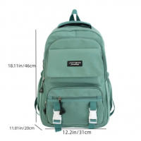 Mochila de gran capacidad de color puro, impermeable, multifuncional, bolso escolar para estudiantes, mochila de nylon para adol - details 0