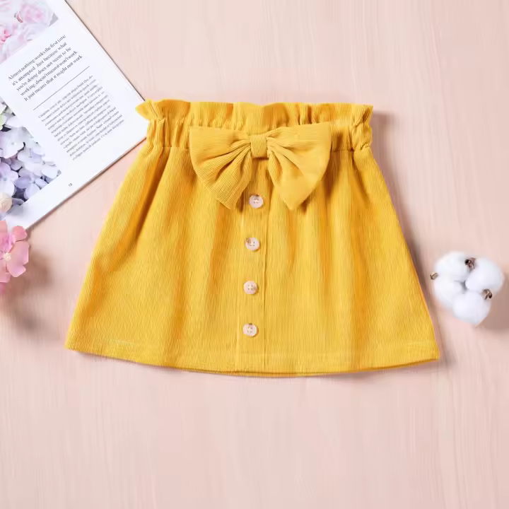 Falda de campamento para niñas de 1 a 5 años con bonito lazo de botones, ropa de otoño y primavera, disfraces - 1