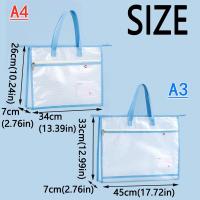 Bolsa de almacenamiento de archivos transparente A3/A4, bolsa impermeable multicapa con cremallera, bolsa gruesa con asa, estuche de portafolio de arte, bolsa de almacenamiento de libros - details 0