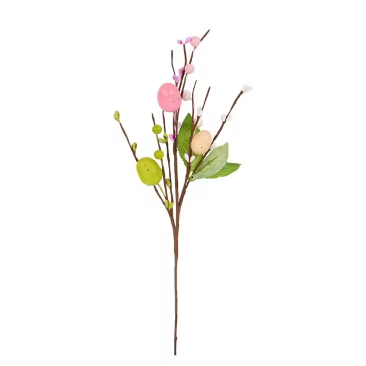 Recortes de huevo de Pascua, flores artificiales, decoración de Pascua, huevos de pájaro, planta falsa, adornos de mesa de habitación, pintura colorida - 1