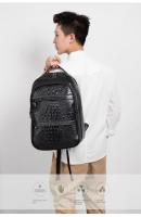 Mochila casual para hombres, mochila de cuero de moda, bolso de computadora de 15,6 pulgadas con patrón de cocodrilo, mochila de viaje - details 24