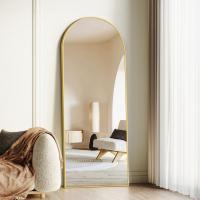 Cuerpo Entero Curvado, Espejos Grandes de Pared con Marco de Aluminio 161 x 52 cm, Espejo de Pie Inclinado o Colgante para Salón, Dormitorio, Entrada, Negro - details 56