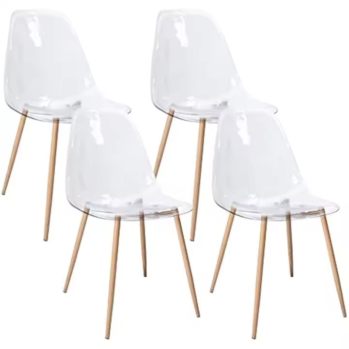 Sillas de Comedor Ergonómicas Nórdicas Paquete de 4, Diseño Elegante y Versátil, Transparente Acrílico - 1