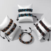 Pulsera de cuentas de ojo de tigre para hombre, pulsera de hematita de piedra Natural, pulseras con dijes de distancia de doble capa, joyería para el cuidado de la salud para hombre - details 8