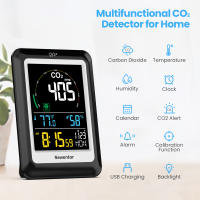 Medidor de Calidad del Aire CO2 Detector 5 en 1 con Termómetro Digital Higrómetro Alarma de Reloj - details 2