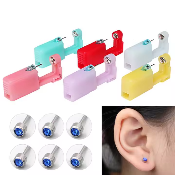 Seguridad estéril sin dolor nariz cartílago de la oreja herramienta de perforación de oreja de nariz desechable de acero máquina perforadora de pendientes de hélice - 1