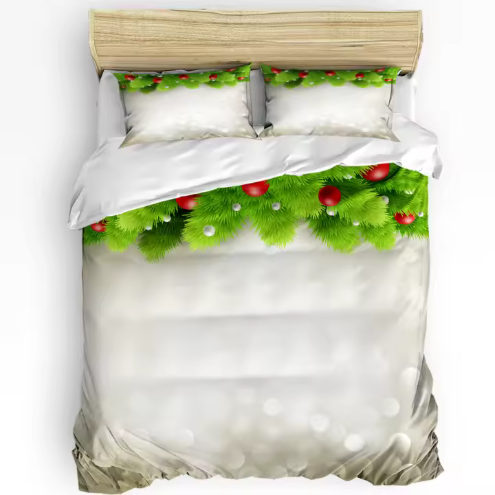 Juego de Ropa de Cama con Diseño de Piñones de Pino para Navidad 3 Piezas Comfortera Imprimida Funda de Almohada Quilt para Niño Niña Adolescente Tela de Casa - 1