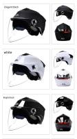 Casco de motocicleta con luces Led para hombre y mujer, accesorio para ciclomotor, Scooter eléctrico, con doble visera, recargable - details 12
