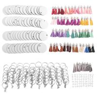 Juego de llaveros redondos de sublimación, 240 piezas, adornos en blanco, transferencia de calor, borlas - details 1
