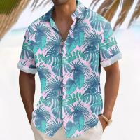 2025 planta impresa en 3D camisa de playa hawaiana para hombre camisa de solapa de manga corta informal de verano - details 4