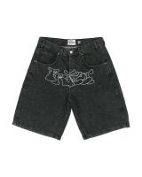 Pantalones Cortos Hip Hop para Hombres Y2K Haruku Jeans Sueltos de Cintura Alta, Bordados, Estilo Retro, Negro, Gimnasio, Punk Rock - details 1