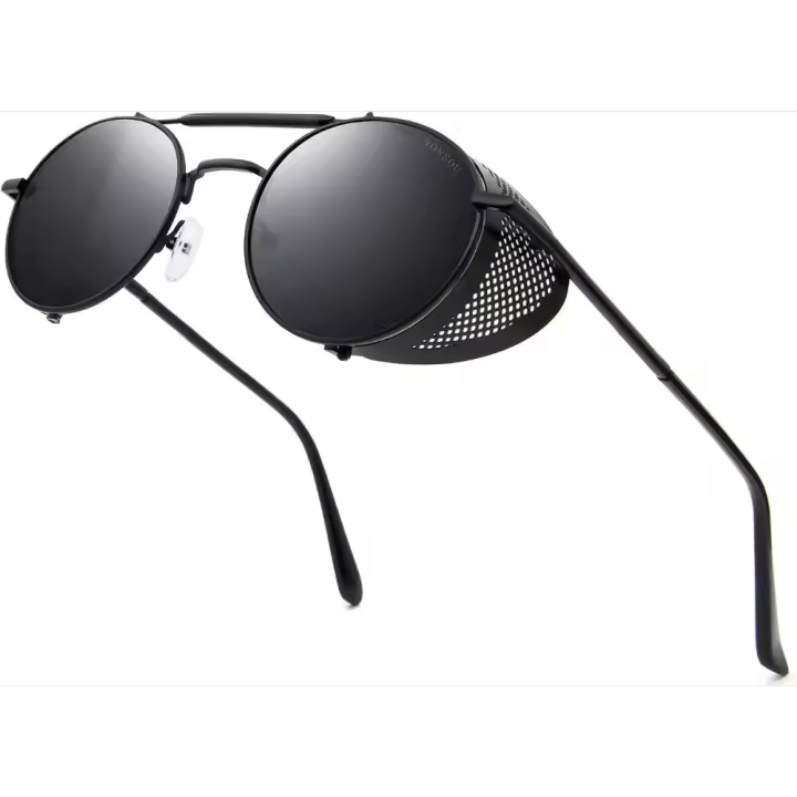 Gafas de Sol Steampunk Estilo Redondas Vintage Polarizadas Retro Gafas UV400 Protección Marco de Metal - 1
