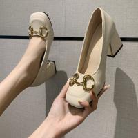 2025 nuevas mujeres Mary Jane zapatos de las mujeres tacones blancos gruesos tacones altos hermosos zapatos individuales - details 3