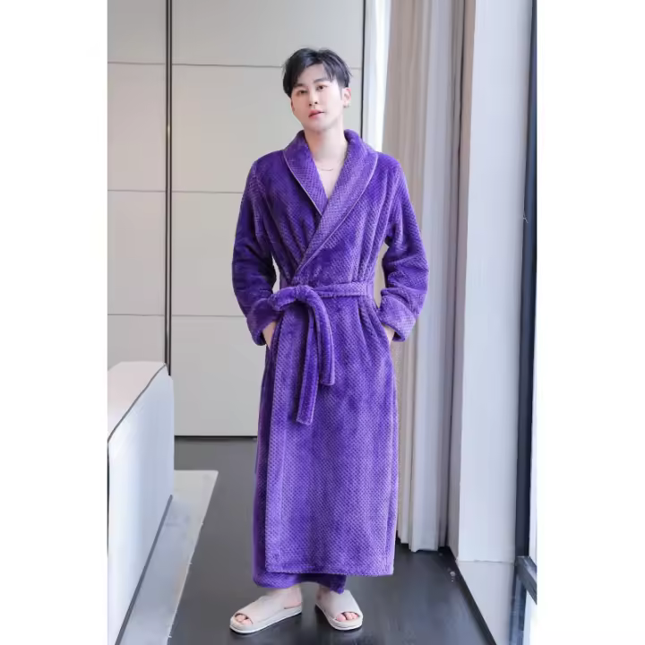 Bata de baño gruesa para bebé, camisón de Cachemira para hombre, ropa de baño de franela para mujer, pijama - 1