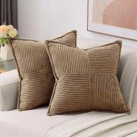 1 funda de almohada de pana con empalme, sofá súper suave, decoración a rayas, almohadas texturizadas para cojín de cama de 18.0 x 18.0 in - details 12
