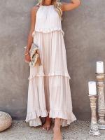 Vestido largo con borde de hoja de loto para mujer, falda de playa con vuelo grande y corriente, novedad de verano 2024 - details 19