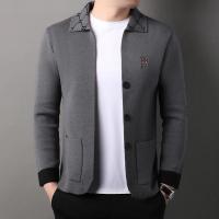 Cárdigan de punto de solapa de manga larga para hombre con diseño de bordado de letras de otoño e invierno, chaqueta suéter informal - details 10