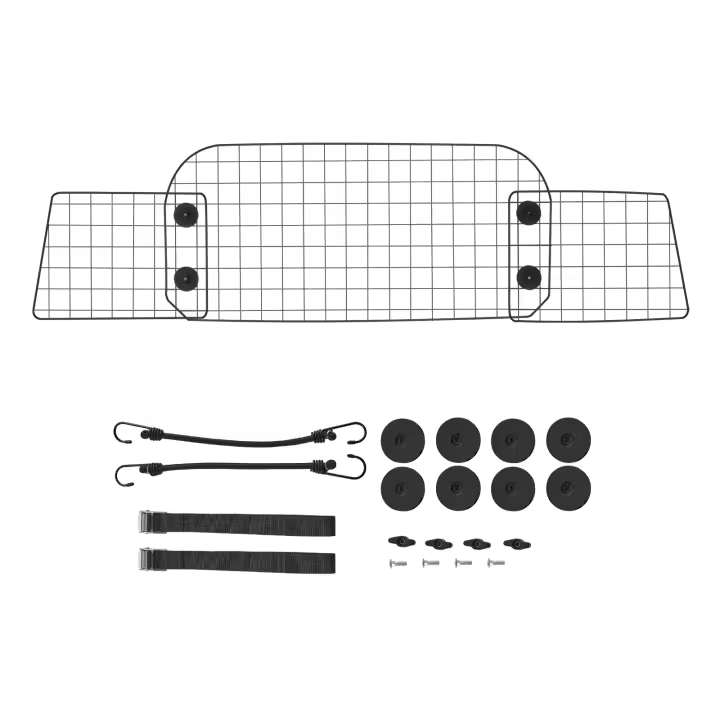 SucceBuy Barrera ajustable para automóvil para perros, divisor de 35.4"-60.6" para maletero, protector para mascotas de malla de alambre resistente para sedanes, camiones, SUV - 1