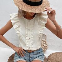 Camisa sencilla de verano con blusa dulce y volantes para mujer, camisa de manga corta - details 6