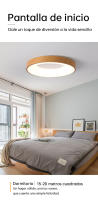 Lámpara colgante LED redonda con rayas de madera 40 cm, 30 W, 3000 lúmenes, control remoto - details 5