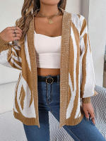 Cárdigan liso de manga larga para mujer, abrigo con cuello en V, informal, clásico, elegante, colores contrastantes, suéter de punto suave, Top, nuevo - details 1