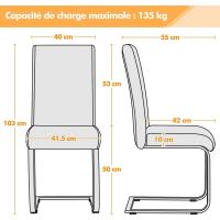 2 Piezas Sillas de Comedor Sillas de Oficina Conferencia Altura 47cm Carga Máxima 135kg Blanco - details 19