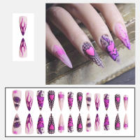 Kit de puntas de Arte de uñas artificiales de Halloween, Kit de uñas postizas con patrón de red de araña, Kit de manicura DIY en casa - details 7