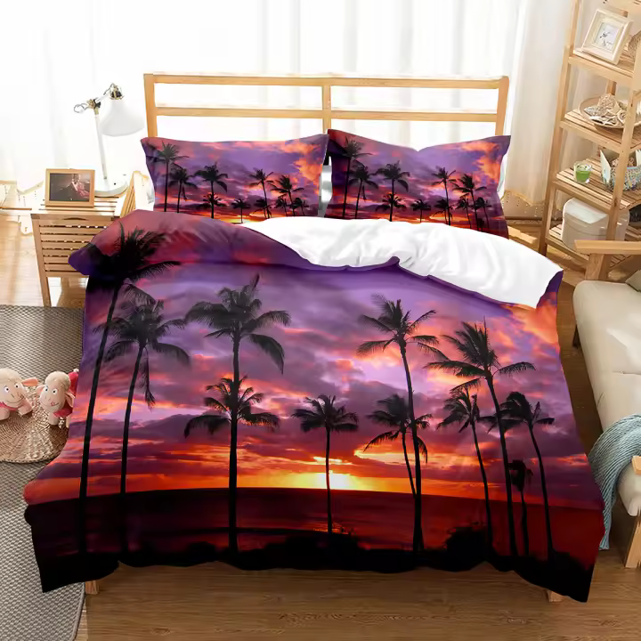 Juego de Fundas de Duvet de Verano Diseño de Playa y Mar para Niños Cubierta de Cama de Tamaño Rey-Reina Material de Poliéster - 1