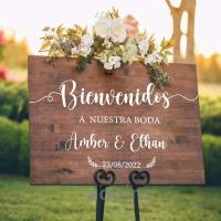Pegatina de Bienvenida Personalizada Decalque de Espejo para Boda Adhesivo de Vinilo con Nombre del Novio y Novia - details 2