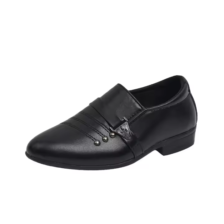 Zapatos escolares de cuero para niños, mocasines versátiles de tacón bajo, color negro, para fiesta y boda - 1