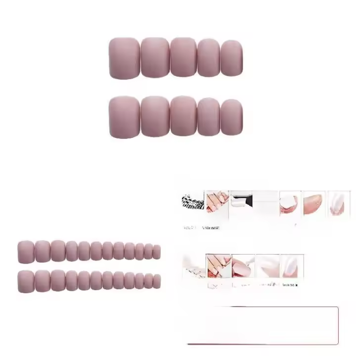 Parches de Uñas Falsas Mate Rosa Herramienta de Beléz para Manicura DIY Color Puro Estilo Coreano - 1