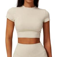 Ropa deportiva cómoda de alta elasticidad, ropa deportiva elástica transpirable, sujetador de Yoga de manga corta para Fitness - details 4