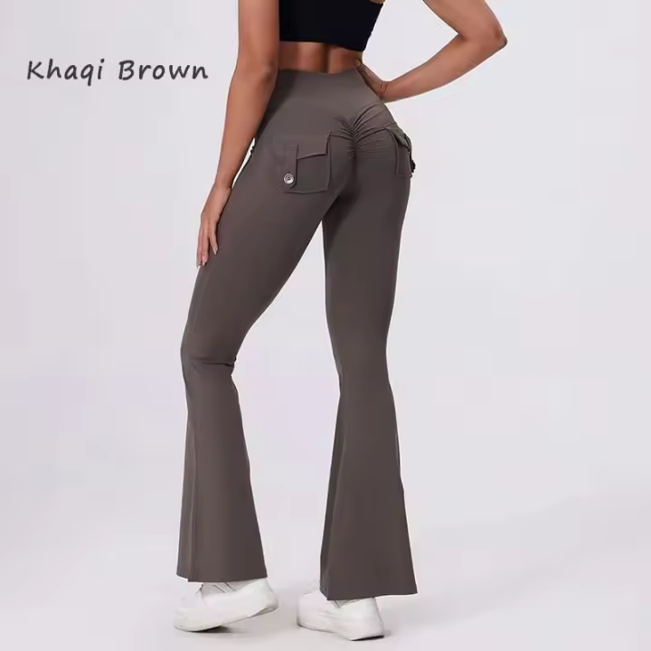 DAYS FIT JOY Pantalones de mujer con bolsillos, pantalones deportivos de cintura alta para yoga, levantamiento de cadera, secado rápido, ejercicio de carrera, - 1