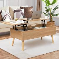 Mesa de Centro, Mesa de Centro Regulable en Altura, Extraíble, Extensible, Compartimento de Almacenaje Oculto Independiente, Tablero Elevable Doble, Mesa de Sofá de Salón, Color Nogal - details 36