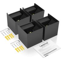 4 Piezas Aplique de Pared Interior/Exterior 12W Aplique Exterior Pared 3000K Blanco cálido Ángulo de haz Ajustable Negro Apliques Pared Led Impermeable - details 43