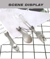 Juego de villa de titanio, cuchillo plegable, tenedor, cuchara para cocinar al aire libre, senderismo, picnic, suministros para acampar, equipo Bushcraft - details 4